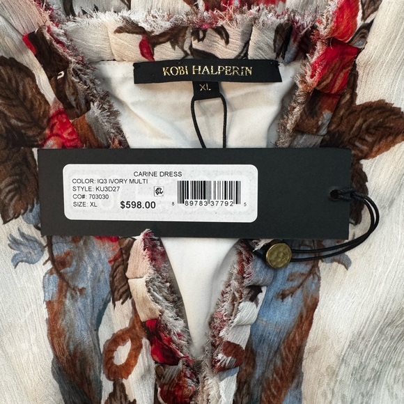 Kobi Halperin Carine Dress NWT XL Ivory Floral High-Low MSRP $598 - Picture 5 of 11